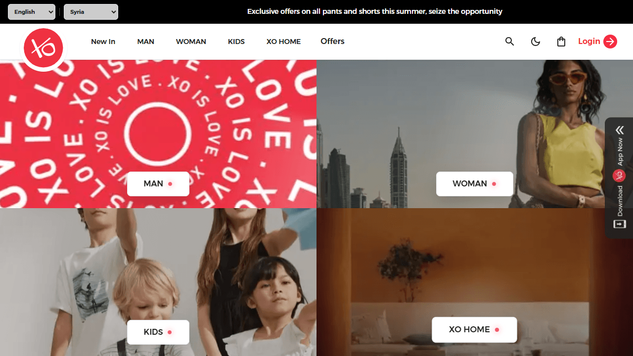 XO Textile Web Store (In development) interface preview